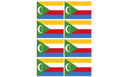 Drapeau Comores - 8 stickers - 9.5 x 6.3 cm - Sticker/autocollant