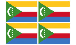 Drapeau Comores - 4 stickers - 9.5 x 6.3 cm - Sticker/autocollant