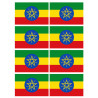 Drapeau Ethiopie - 8 stickers - 9.5 x 6.3 cm - Sticker/autocollant