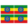 Drapeau Ethiopie - 4 stickers - 9.5 x 6.3 cm - Sticker/autocollant