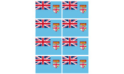 Drapeau Fidji - 8 stickers - 9.5 x 6.3 cm - Sticker/autocollant