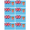 Drapeau Fidji - 8 stickers - 9.5 x 6.3 cm - Sticker/autocollant