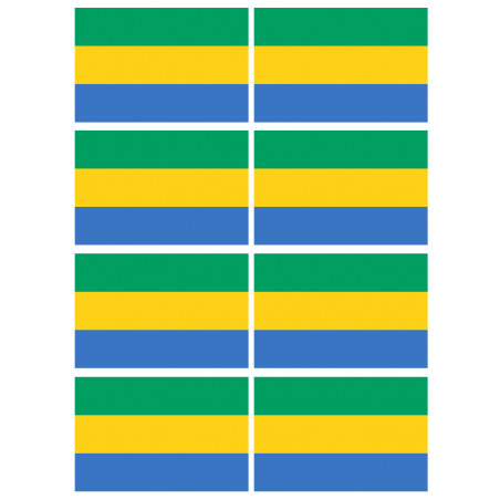 Drapeau Gabon - 8 stickers - 9.5 x 6.3 cm - Sticker/autocollant