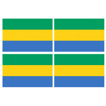 Drapeau Gabon - 4 stickers - 9.5 x 6.3 cm - Sticker/autocollant