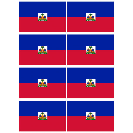 Drapeau Haïti - 8 stickers - 9.5 x 6.3 cm - Sticker/autocollant