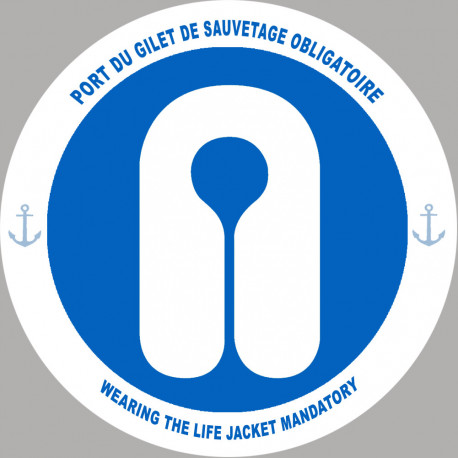 PORT DU GILET DE SAUVETAGE OBLIGATOIRE - 15cm - Sticker/autocollant