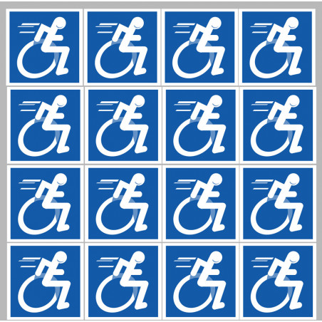 handisport fauteuil - 16 stickers de 5cm - Sticker/autocollant