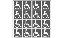 handicap moteur gris - 16 stickers de 5cm - Sticker/autocollant