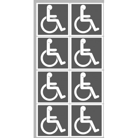 handicap moteur gris - 8 stickers de 5cm - Sticker/autocollant