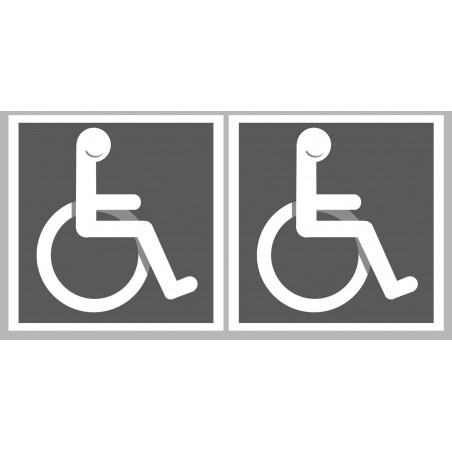 handicap moteur gris - 2 stickers de 10cm - Sticker/autocollant