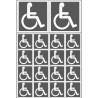 handicap fauteuil - 2 stickers de 10cm et  16 stickers de 5cm - Sticker/autocollant