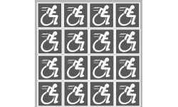 handisport fauteuil gris - 18 stickers de 5cm - Sticker/autocollant