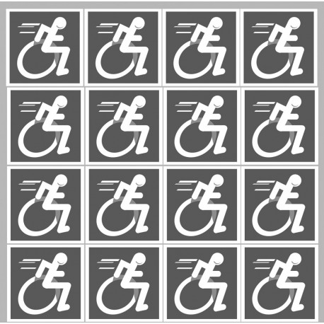 handisport fauteuil gris - 18 stickers de 5cm - Sticker/autocollant