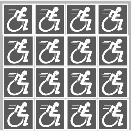 handisport fauteuil gris - 18 stickers de 5cm - Sticker/autocollant