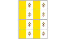 Drapeau Vatican - 8 stickers - 9.5 x 6.3 cm - Sticker/autocollant