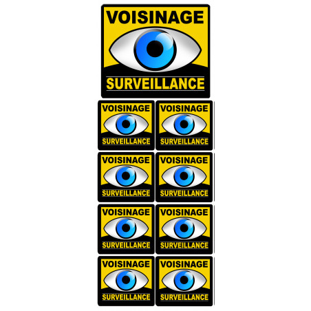 voisinage surveillance - 1fois 10cm - 8fois 5cm - Sticker/autocollant