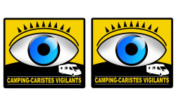 camping-caristes vigilants - 2 stickers de 10cm - Sticker/autocollant