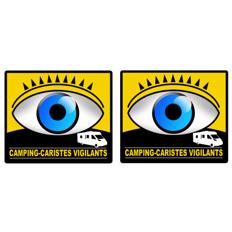 camping-caristes vigilants - 2 stickers de 10cm - Sticker/autocollant