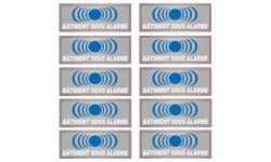 bâtiment sous protection - 10 stickers de 7x2.5cm - Sticker/autocollant