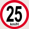 Disque de vitesse 25Km/H bord rouge - 20cm - Sticker/autocollant