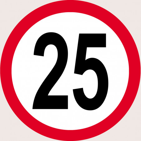 Disque de vitesse 25km/h rouge (20cm) - Sticker/autocollant