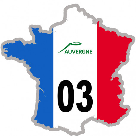 FRANCE 03 Auvergne - 15x15cm - Sticker/autocollant