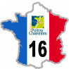 FRANCE 16 Charente - 20x20cm - Sticker/autocollant