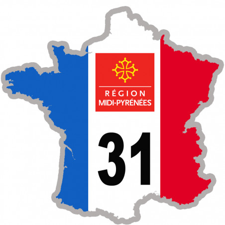 FRANCE 31 Midi Pyrénées - 20x20cm - Sticker/autocollant