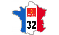 FRANCE 32 Midi Pyrénées - 5x5cm - Sticker/autocollant