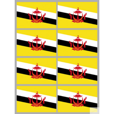 Drapeau Brunei (8 fois 9.5x6.3cm) - Sticker/autocollant