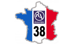 FRANCE 38 Rhône Alpes - 20x20cm - Sticker/autocollant