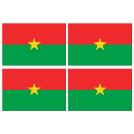 Drapeau Burkina Faso (4 fois 9.5x6.3cm) - Sticker/autocollant