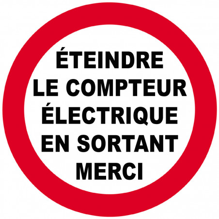 éteindre le compteur électrique en sortant (15cm) - Sticker/autocollant