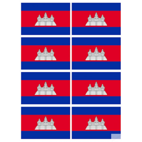 Drapeau Cambodge (8 fois 9.5x6.3cm) - Sticker/autocollant