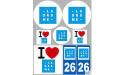 Département 26 la Drôme (8 autocollants variés) - Sticker/autocollant