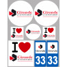 Département 33 la Gironde (8 autocollants variés) - Sticker/autocollant