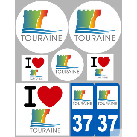 Département 37 Touraine (8 autocollants variés) - Sticker/autocollant