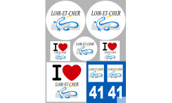 Département 41 le Loir et Cher (8 autocollants variés) - Sticker/autocollant