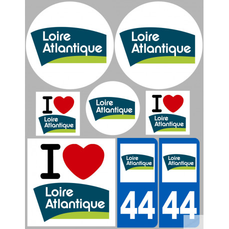 Département 44 la Loire Atlantique (8 autocollants variés) - Sticker/autocollant