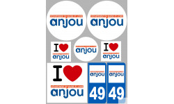 Département 49 l'Anjou (8 autocollants variés) - Sticker/autocollant