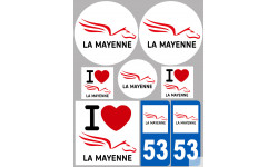 Département 53 la Mayenne (8 autocollants variés) - Sticker/autocollant