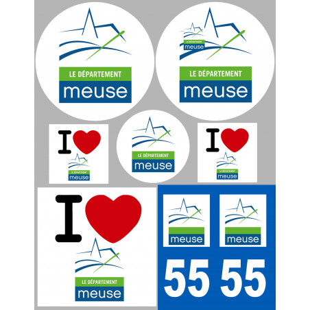 Département 55 la Meuse (8 autocollants variés) - Sticker/autocollant