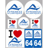 Département 64 les Pyrénées Atlantique (8 autocollants variés) - Sticker/autocollant