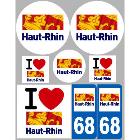 Département 68 le Haut-Rhin (8 autocollants variés) - Sticker/autocollant