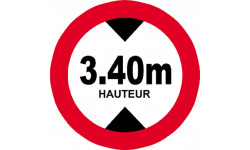 hauteur de passage maximum 3.40m - 5cm - Sticker/autocollant