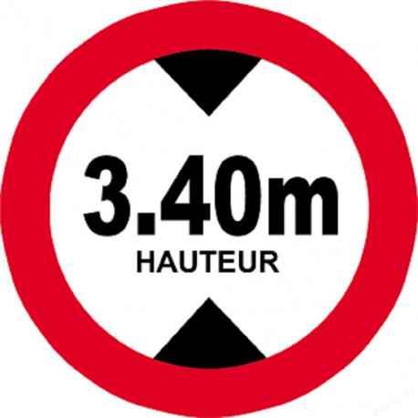 hauteur de passage maximum 3.40m - 5cm - Sticker/autocollant