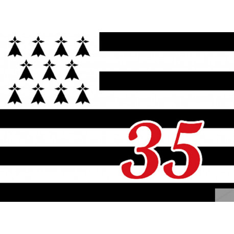 Drapeau Breton 35 - 10x7cm - Sticker/autocollant