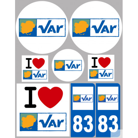 Département 83 le Var (8 autocollants variés) - Sticker/autocollant