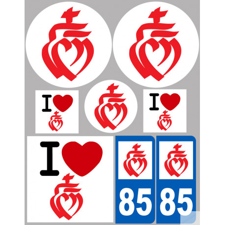 Département 85 la Vendée (8 autocollants variés) - Sticker/autocollant