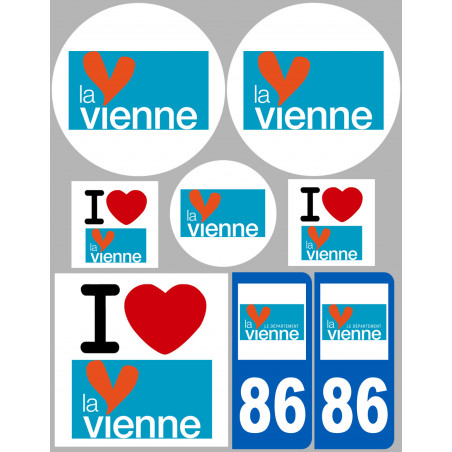 Département 86 la Vienne (8 autocollants variés) - Sticker/autocollant